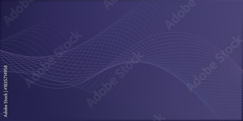 glowing blue wavy lines on abstract technology dark blue background. digital hi tech vector illustration with particle striped wave lines.eps