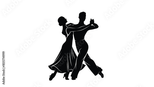 Creative Detailed Waltz Box Step Dance Vector Illustration | Ballroom Dance Steps Guide 