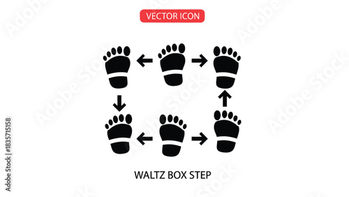 Creative Detailed Waltz Box Step Footprints Vector Illustration | Ballroom Dance Footstep Diagram | Step-by-Step Dance Guide