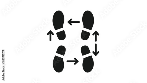 Creative Detailed Waltz Box Step Footprints Vector Illustration | Ballroom Dance Footstep Diagram | Step-by-Step Dance Guide