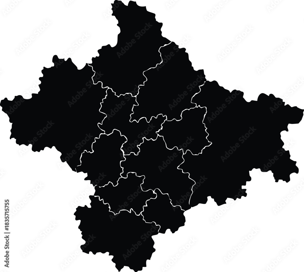 Fototapeta premium Detailed vector map of Henan Province China simple black silhouette for infographic and design element isolated on white background