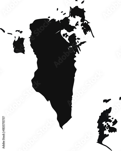 Bahrain map silhouette vector illustration of the country outline isolated on a white background
