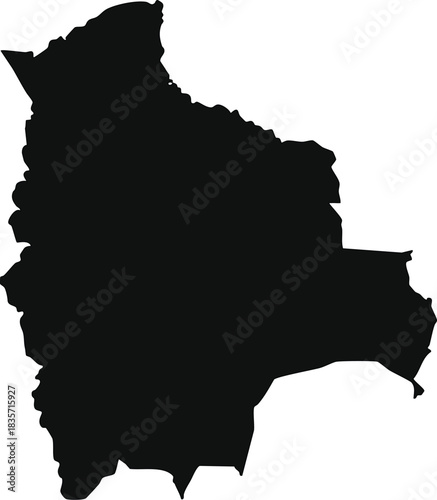 Black silhouette of Bolivia map vector illustration of South American country isolated on white background
