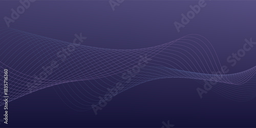 glowing blue wavy lines on abstract technology dark blue background. digital hi tech vector illustration with particle striped wave lines.eps