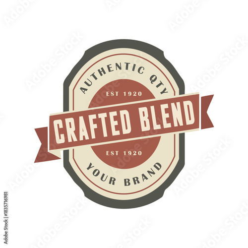 Vintage logo vector template in a cap shape. Retro circular badge with 