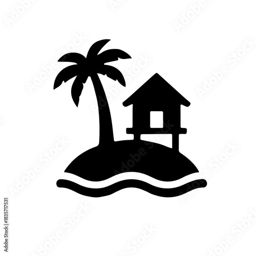 Holiday  Vacation, Travel, Beach,  icon black and white vector design