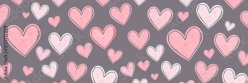 Valentine's illustration. seamless pattern with pink hearts.