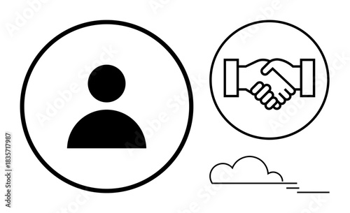 Business concept. Business icons partnership, user profile, and cloud computing. Business collaboration highlighted in innovative workflow. For teamwork, networking, online services, technology