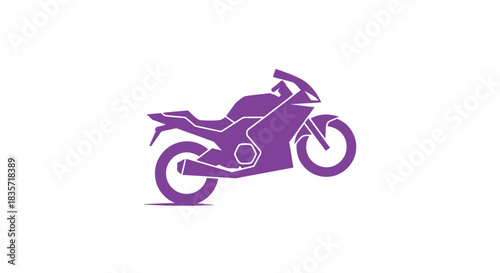 Purple sportbike silhouette, leaning forward