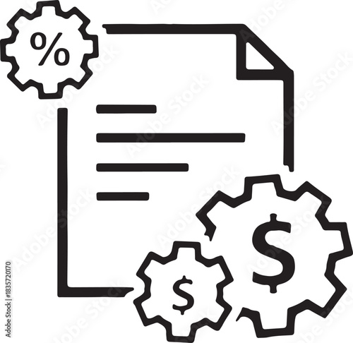 Tax percent invoice icon line set. Finance taxation form, accounting, money, return, income, document, vat rate, tax bill, business interest vector signs
