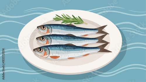 Summer in Amalfi or Sicily Italy. Vector illustration of postage stamps with image of sun, lemons, sardines, fish and breakfast in cafe for poster, placard print. Mediterranean vacation element. stock