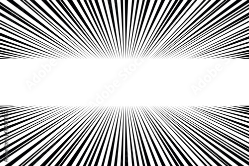 1-23.Cartoon Speed. Radial beam stock background illustration of black line with top-down symmetry on white background.