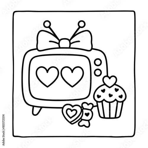 Bold and Easy Valentine's Day Coloring Page for Kids and Adults, Cozy Love Coloring Page, Cute and Cozy, Bold and Easy, Fun Romantic, Hygge-Inspired Designs, Valentine's Day, Self-love, Victor art.