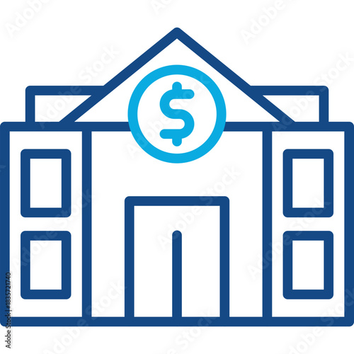 Bank Building line color icon