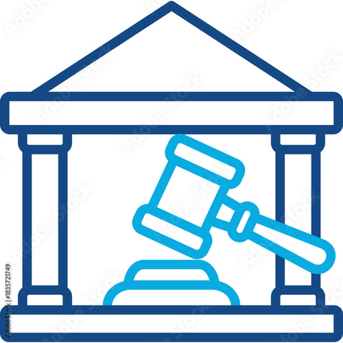 Court Building line color icon