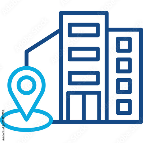 Corporate Building line color icon