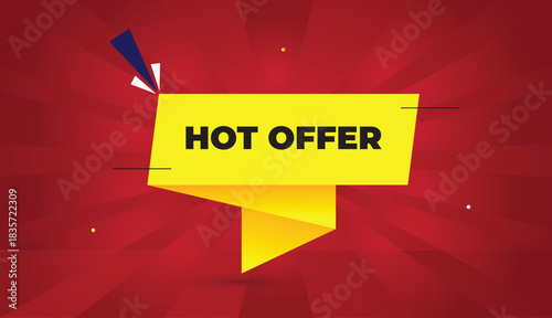 Hot Offer Editable EPS Format Web Banner Vector Art Illustration Template Design Yellow Orange Gradient Shapes Black Bold Font Red Gradient Abstract Illustration Sun Shine Background 4K Business
