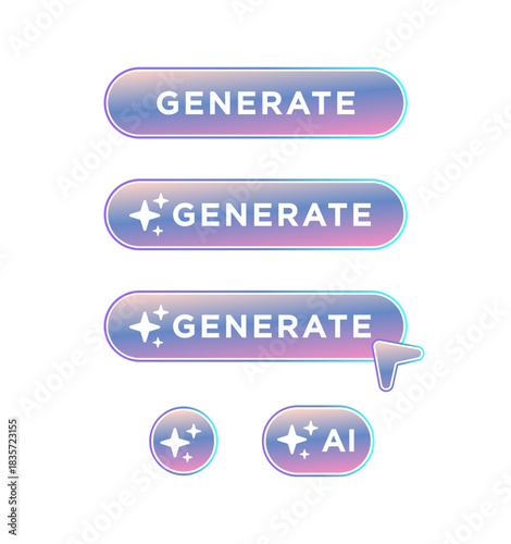 Generate AI Button, AI Button, AI Vector, AI Button Vector, Artificial Intelligence Button, UI Button, Smart Phone Button, Artificial Robotics, Automation Button