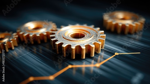 Golden Gears Symbolizing Business Development