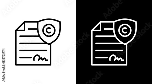 Copyright Document With Icon Set Design