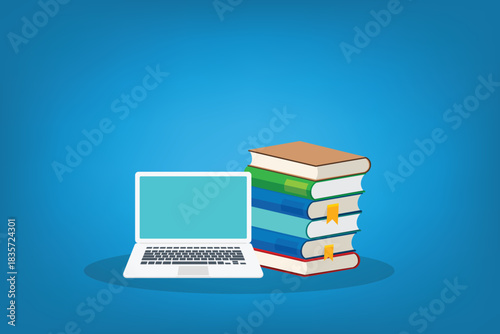 E-learning, online education at home. Concept of webinar, business online training, education on computer or e-learning concept. Vector illustration
	