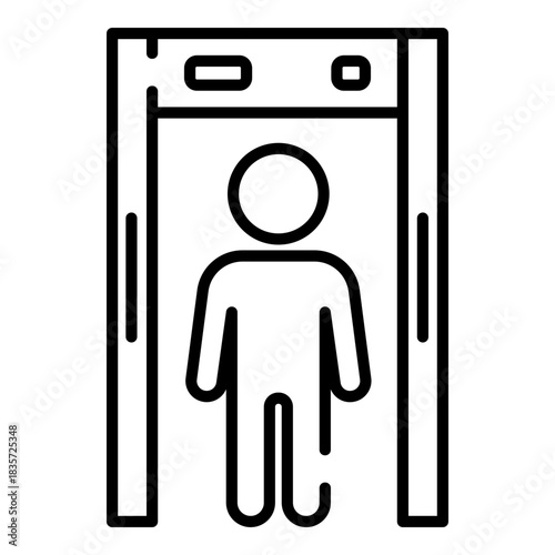 Airport walk-through metal detector black line icon