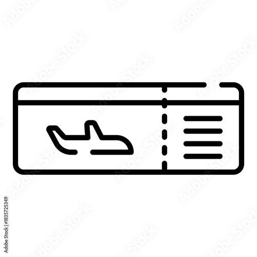 Airplane boarding pass black line icon