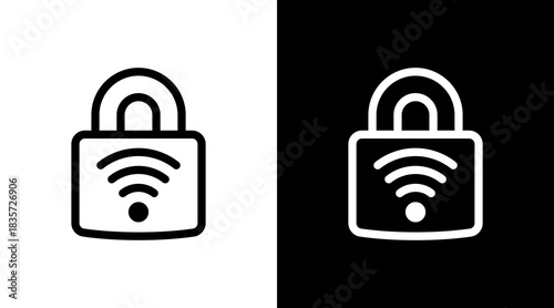 Vpn Lock With Icon Set Design