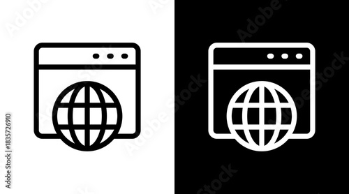Web Browser With Icon Set Design