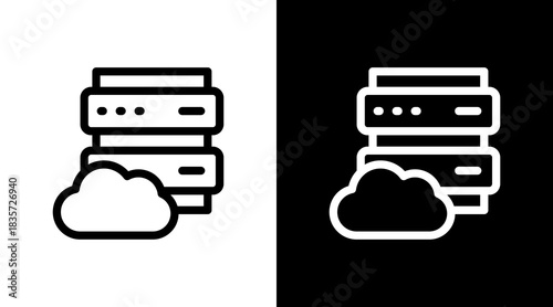 Data Center With Icon Set Design