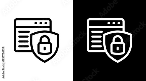 Https Lock With Icon Set Design