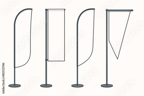 Blank outdoor advertising flags and banner mockups