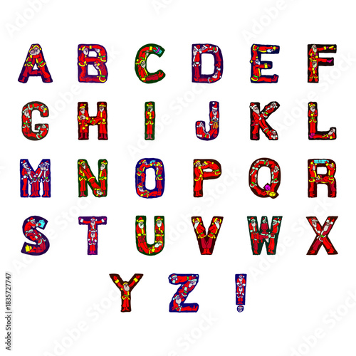 cartoon santa claus font set vector