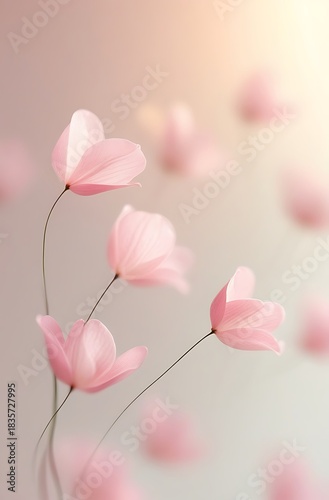 Delicate pink flowers with soft focus and a warm, ethereal glow.