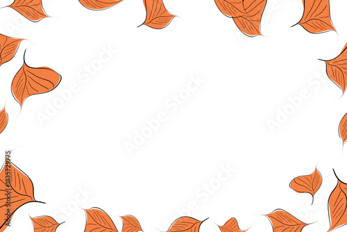 Hand drawn plants, dividers, wreaths, border frames. Circle floral frame with leaves on white background. Vector hand drawn illustration for wallpaper, posters, card. Copy space. Doodle style.