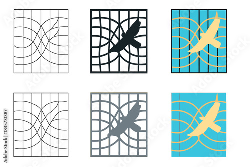Falcon Flight Patterns. Abstract aerial grid showing falcon’s flight arcs intersecting thermal currents, balance of physics and