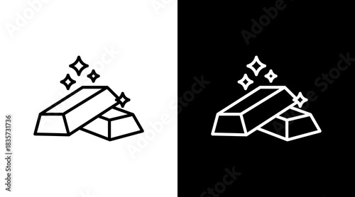 Gold Bars With Icon Set Design