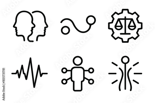 Future Harmony Icons. Line style icons of Stellar Growth: blooming sun, radiant sprout, nebula flower, luminous root, cosmic pod,