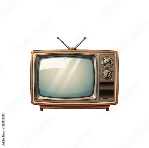 Retro Vintage Television Illustration on Black Background