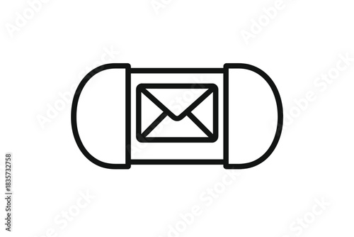 Pneumatic Mail Icon. Line style icon of a pneumatic tube capsule with mail inside, representing pneumatic citizen mail, minimalist