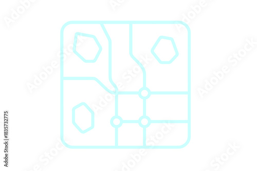 Glowing Underground Map. Line style icon of a stylized map with glowing underground routes, representing subcutaneous city map,