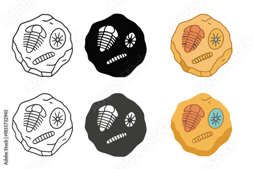 Fossil Rock Variation. Fragment of sedimentary rock with fossilized early fauna diversity, abstract minimalist vector illustration
