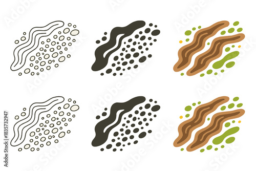 Floating Vegetation Patterns. Floating vegetation and organic debris forming memory-like patterns in peat bog, abstract minimalist