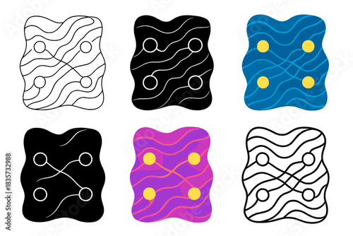 Liquid Crystal Grid. Abstract liquid crystal grid with glowing memory nodes, abstract minimal vector illustration, first in line