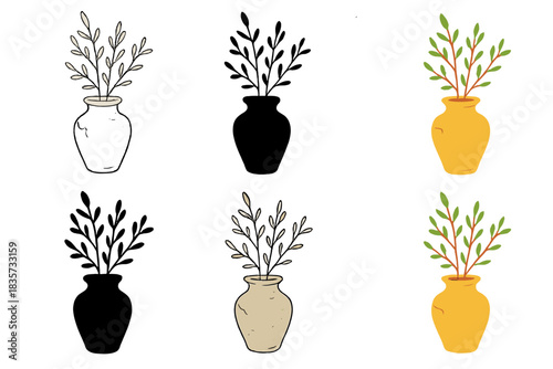 Natural Imperfection Display. Old vase with slight chip and wild branch arrangement, celebrating natural imperfection and