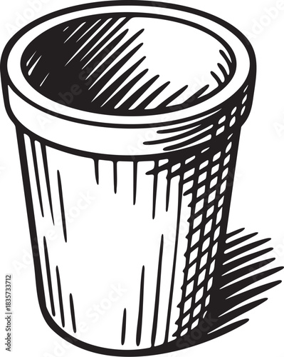 Bold marker pen illustration of a cylindrical bin for storage and utility concepts