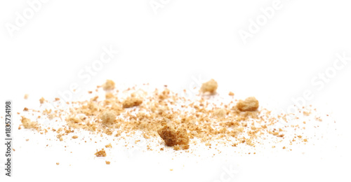 Photos Crumbs  scattered, rusks with wholewheat flour isolated on white background and
