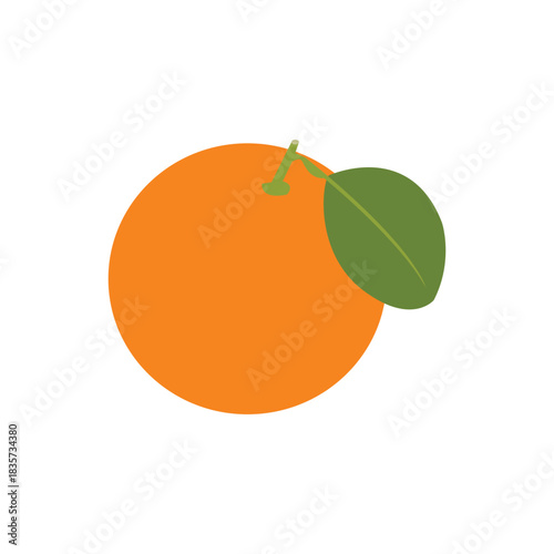 Simple flat design orange vector illustration with a leaf