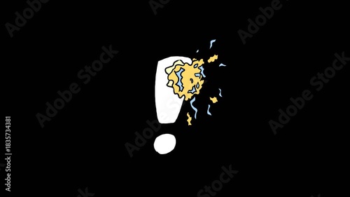 Pack of 4 exploding exclamation and question marks. 2d hand-drawn cartoon animation. Transparent background or green background to choose from.