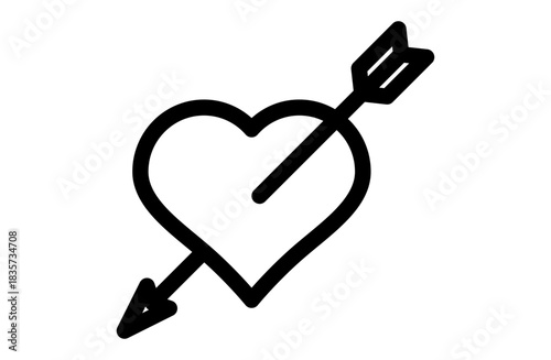 Valentine’s Day Heart with Arrow Icon – Cute Cupid Love Illustration